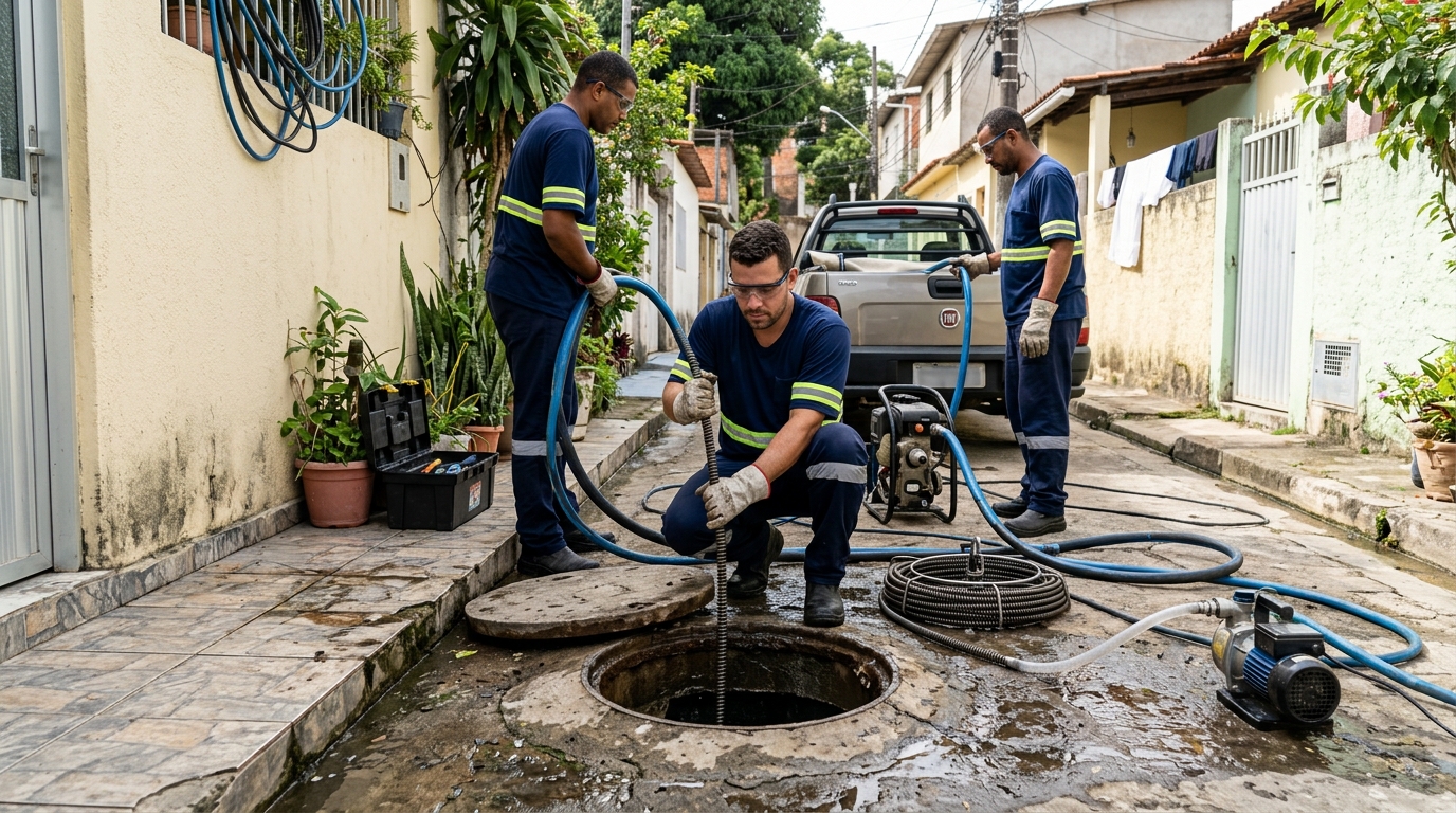 Desentupimento de esgoto com hidrojateamento em Serra-ES